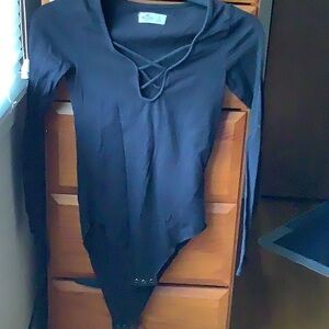 Hollister Black Quarter Tie Up Bodysuit